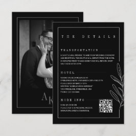 Tarjeta De Recepción Detalles de boda elegantes rústicos negros de líne