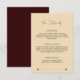 Tarjeta De Recepción Detalles de Boda Elegantes Victorianos Rojo Dorado