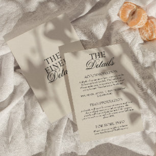 Tarjeta De Recepción Detalles de boda elegantes y antiguos de crema neg