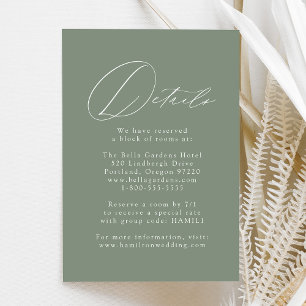 Tarjeta De Recepción Detalles de Boda Elegantes y Modernos en Verde Sal