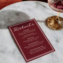 Detalles de boda elegantes y profundos en rojo cre