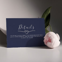 Tarjeta De Recepción Detalles de Boda Elegantes y Sofisticados en Azul 