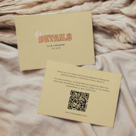 Tarjeta De Recepción Detalles de Boda ELLIE Modern Retro QR Code