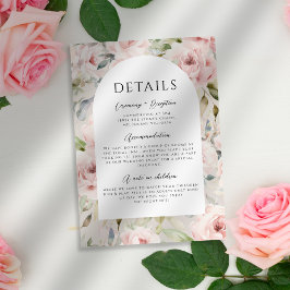 Tarjeta De Recepción Detalles de Boda en Acuarela Rosa Polvo Rosado