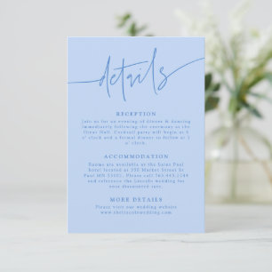 Tarjeta De Recepción Detalles de Boda en Azul Hielo con Letra Informal