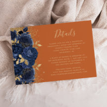 Detalles de Boda en Azul Marino y Dorado con Flora