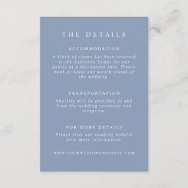 Tarjeta De Recepción Detalles de Boda en Azul Polvo