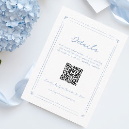 Tarjeta De Recepción Detalles de Boda en Azul Polvoriento Dibujados a M