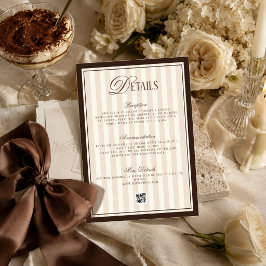 Tarjeta De Recepción Detalles de boda en beige marfil dinero antiguo ma