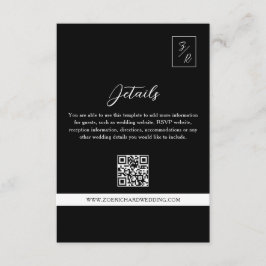 Tarjeta De Recepción Detalles de Boda en Blanco y Negro Código QR