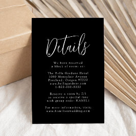 Tarjeta De Recepción Detalles de Boda en Blanco y Negro con Letra Simpl