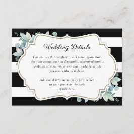 Tarjeta De Recepción Detalles de boda en blanco y negro con vegetación