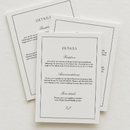 Tarjeta De Recepción Detalles de Boda en Blanco y Negro Modernos