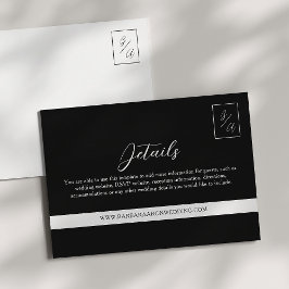 Tarjeta De Recepción Detalles de Boda en Blanco y Negro Modernos