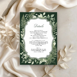 Tarjeta De Recepción Detalles de Boda en Bosque Encantado con Acuarela