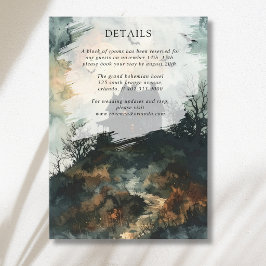 Tarjeta De Recepción Detalles de Boda en Castillo Negro Gótico Espeluzn
