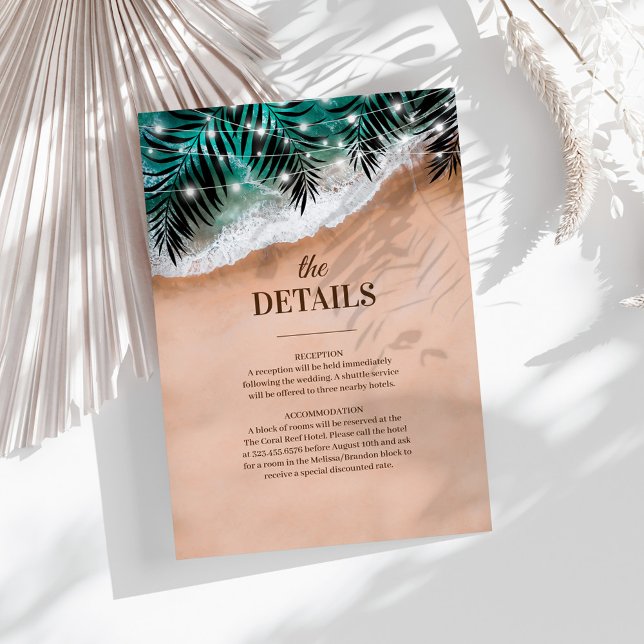 Tarjeta De Recepción Detalles de Boda en Destino de Playa Tropical (Subido por el creador)