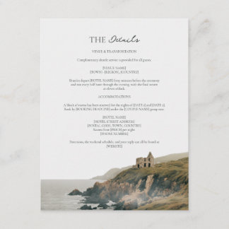 Tarjeta De Recepción Detalles de Boda en el Acantilado de la Costa Irla