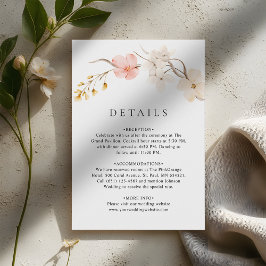 Tarjeta De Recepción Detalles de Boda en el Jardín Botánico de Flores S