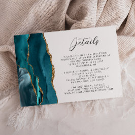 Tarjeta De Recepción Detalles de Boda en Escritura Agate Azul Teal Dora