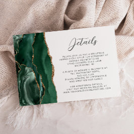 Tarjeta De Recepción Detalles de Boda en Guion de Oro Verde Esmeralda d