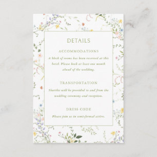 Tarjeta De Recepción Detalles de Boda en Jardín Floral Delicado