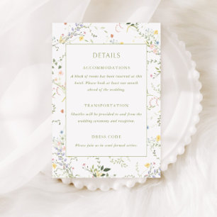 Tarjeta De Recepción Detalles de Boda en Jardín Floral Delicado