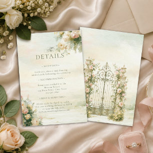 Tarjeta De Recepción Detalles de Boda en Jardín Francés con Acuarelas R