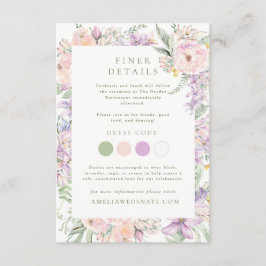 Tarjeta De Recepción Detalles de Boda en Jardín Pastel