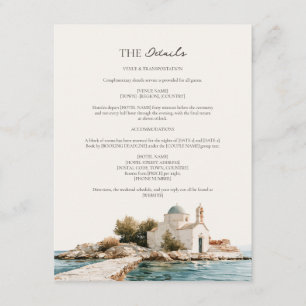 Tarjeta De Recepción Detalles de Boda en la Costa de una Capilla en una