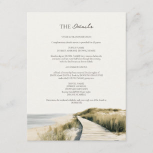 Tarjeta De Recepción Detalles de Boda en la Costa del Paseo Marítimo de