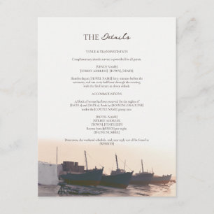 Tarjeta De Recepción Detalles de Boda en la Costa del Puerto Griego aún