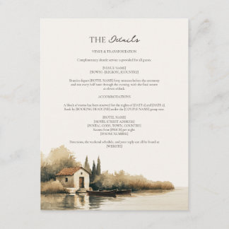 Tarjeta De Recepción Detalles de Boda en la Orilla del Lago Toscano con
