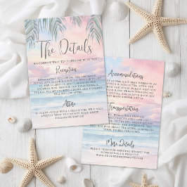Tarjeta De Recepción Detalles de Boda en la Playa con Acuarela