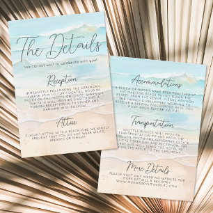 Tarjeta De Recepción Detalles de Boda en la Playa con Acuarela
