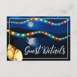 Tarjeta De Recepción Detalles de boda en la playa con luna elegante