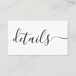 Tarjeta De Recepción Detalles de boda en negro y blanco personalizados