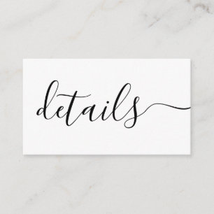 Tarjeta De Recepción Detalles de boda en negro y blanco personalizados