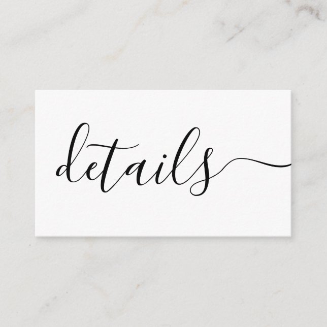 Tarjeta De Recepción Detalles de boda en negro y blanco personalizados (Anverso)