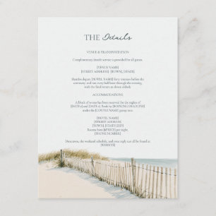 Tarjeta De Recepción Detalles de Boda en Pale Sand Teal Cape Cod