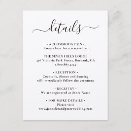 Tarjeta De Recepción Detalles de Boda en Papel Kraft Elegante