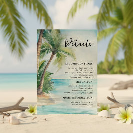 Tarjeta De Recepción Detalles de Boda en Playa Tropical Paradise Palms