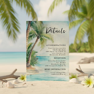 Tarjeta De Recepción Detalles de Boda en Playa Tropical Paradise Palms