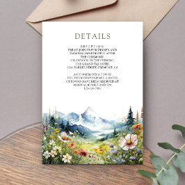 Tarjeta De Recepción Detalles de Boda en Pradera de Montaña con Flores 