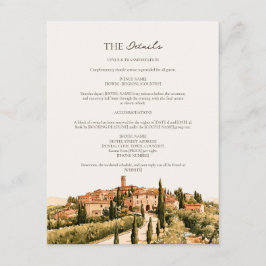 Tarjeta De Recepción Detalles de Boda en Pueblo Colina Toscana Ochre Cá