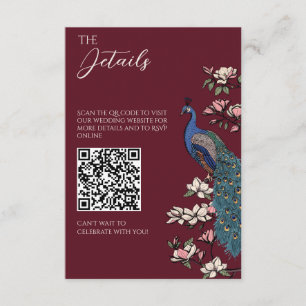 Tarjeta De Recepción Detalles de Boda en QR con Estilo Chinoiserie de P