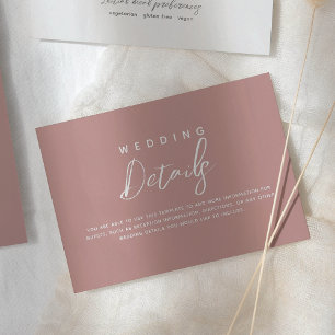 Tarjeta De Recepción Detalles de Boda en Rosa Polvo
