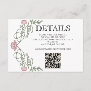 Tarjeta De Recepción Detalles de boda en rosa sonrosado Art Nouveau con