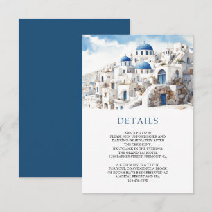 Tarjeta De Recepción Detalles de Boda en Santorini Grecia con Acuarela