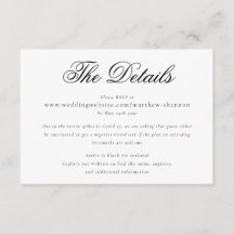 Detalles de Boda en Script Elegante Blanco y Negro